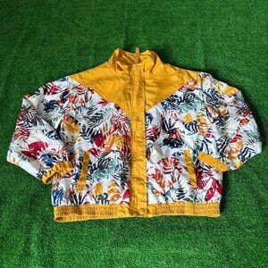 1 Sunset Lane Retro Style Windbreaker Jacket Women's Tropical Colorful Size L